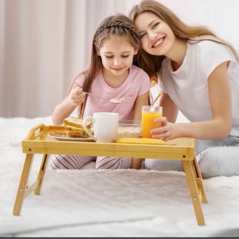Breakfast Bed Tray for Eating - Height Adjustable Raised Table (set of 2) 055